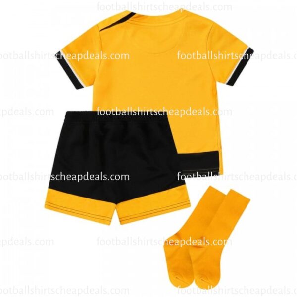 the back of Wolves Home Kids Football Kit 2022/23