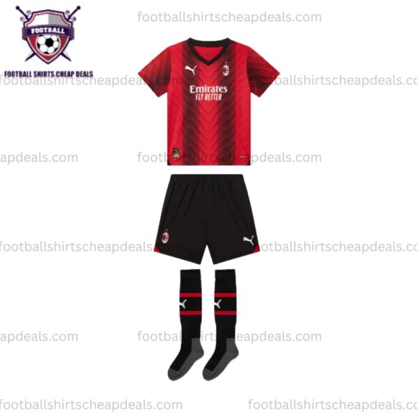 the front of AC Milan Home Kids Kit 23_24