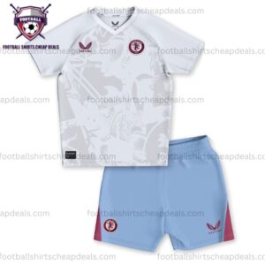 the front of Aston Villa Away Kids Kit 23-24