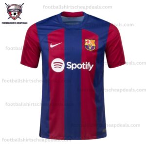 the front of Barcelona Home Kids Shirt 2023/24